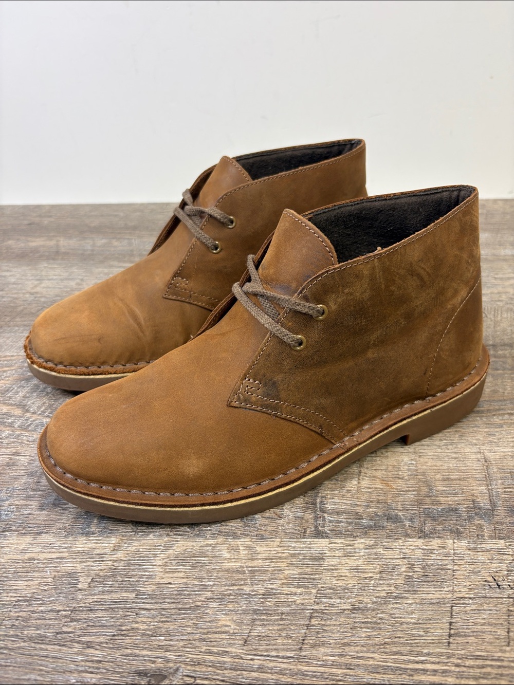 Clarks Leather Desert Chukka Boots | Brown Lace Up Ankle Boots Size 8.5